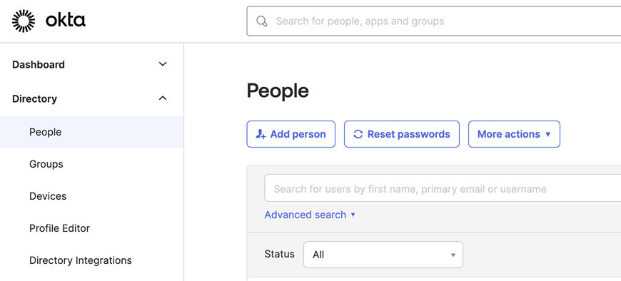 The Okta Admin Console - click to enlarge The Okta Admin Console