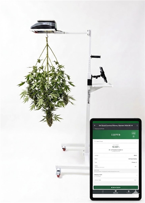 Ohaus scale on the CannaScale stand with a tablet running CannaScanner Mobile - click to enlarge Ohaus scale on the CannaScale stand with a tablet running CannaScanner Mobile