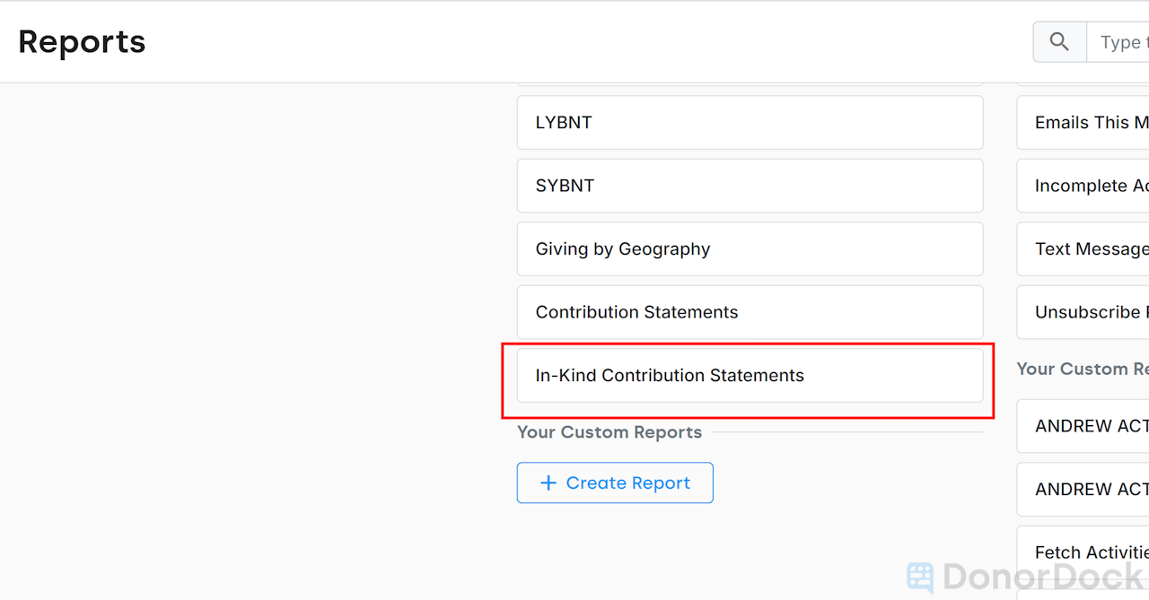 INKIND CONTRIBUTION STATEMENT REPORT - click to enlarge INKIND CONTRIBUTION STATEMENT REPORT