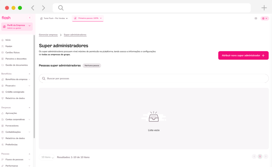 Visão de superadministradores