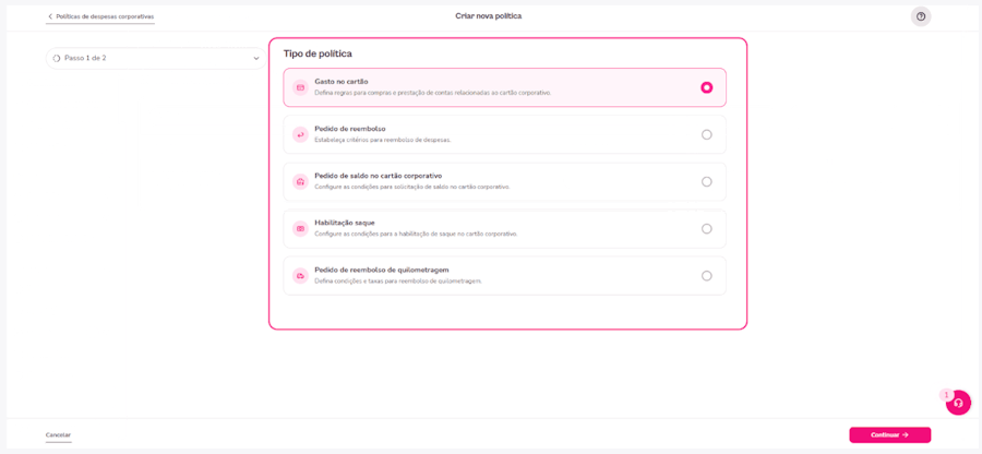 Gif com instruções para criar política com fluxo de aprovação