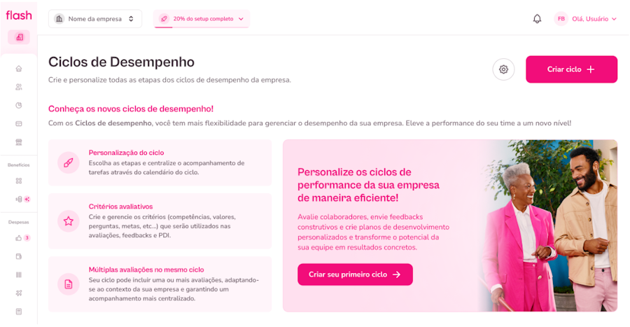 Imagem da plataforma Flash na tela inicial com os menus ocultados.