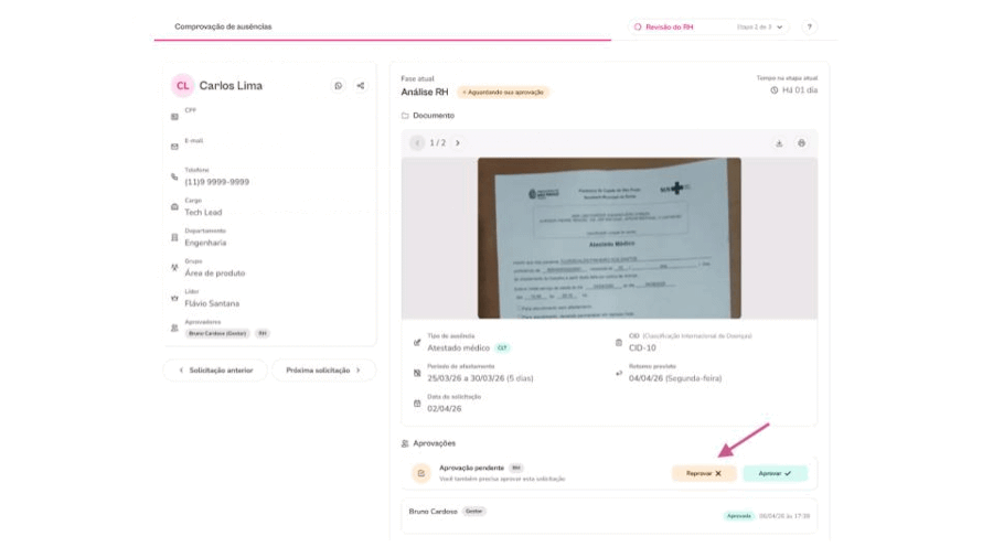 Gif com o passo a passo para solicitar correção na solicitação