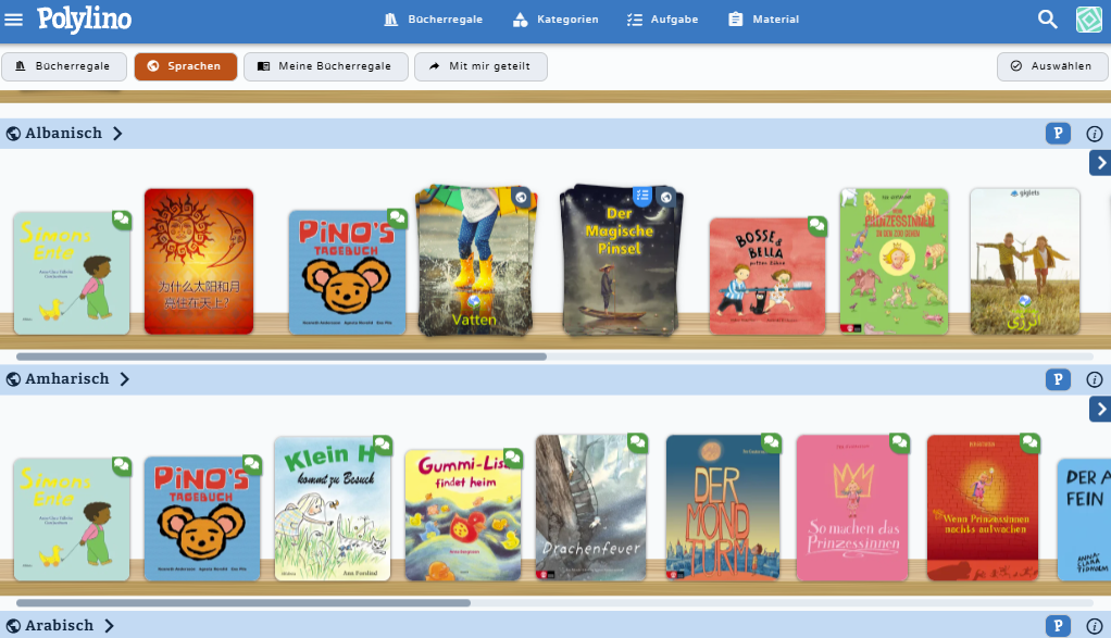 Sprachregale - klicken Sie zum Vergrößern Sprachregale