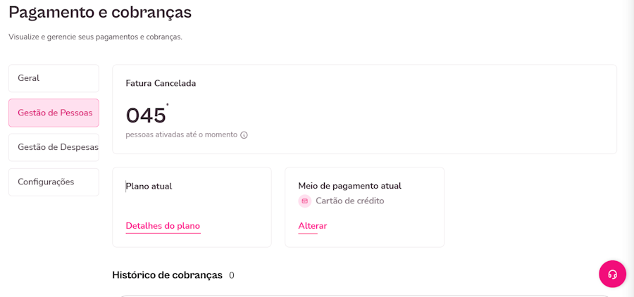Imagem das formas de pagamento no plano de Pessoas