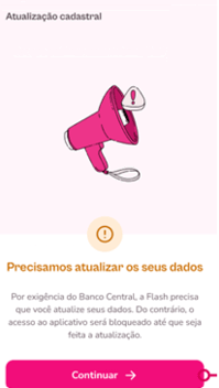 Gif com o passo a passo das telas para atualização de dados no aplicativo