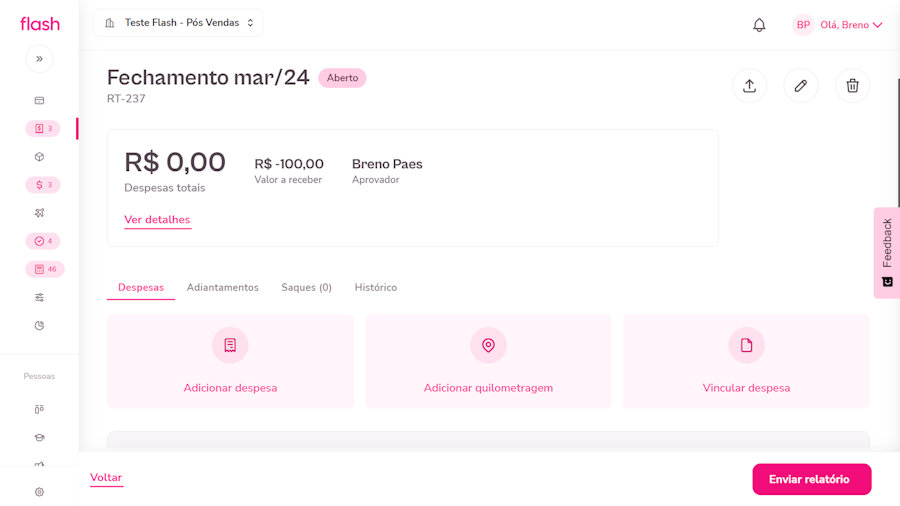 Imagem da aba exemplo de fechamento