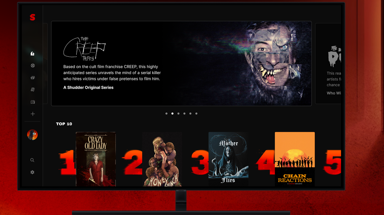 Image of Shudder on a TV screen - click to enlarge Image of Shudder on a TV screen