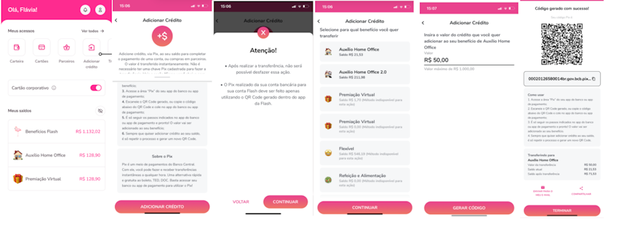 Gif de imagem com passo a passo para complementar saldo.