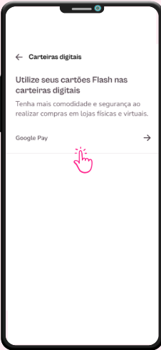 imagem exemplo da tela de carteira digital com destaque para Google Pay