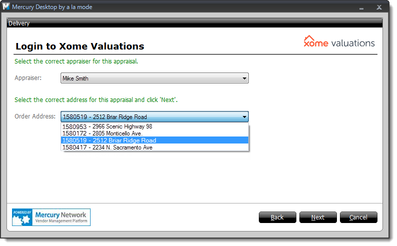 Select appraiser name and order