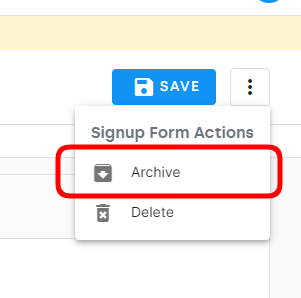 ZOOM OF SIGNUP FORM ACTION MENU WITH ARCHIVE CIRCLED - click to enlarge ZOOM OF SIGNUP FORM ACTION MENU WITH ARCHIVE CIRCLED