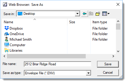 Choose folder to save, enter file name