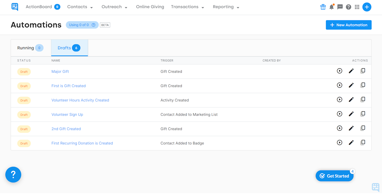 AUTOMATION DRAFT INBOX SHOWING THE 6 SAMPLE AUTOMATION DRAFTS - click to enlarge AUTOMATION DRAFT INBOX SHOWING THE 6 SAMPLE AUTOMATION DRAFTS