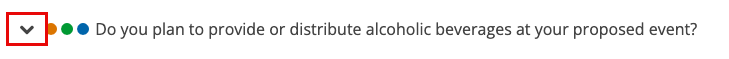 Image of the Alcoholic Beverage section title with the chevron icon highlighted.