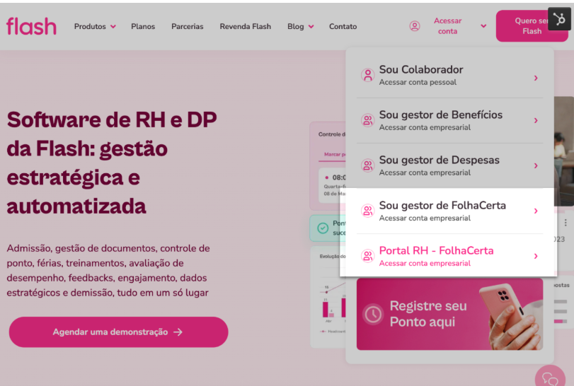 imagem com destaque para acesso administrador