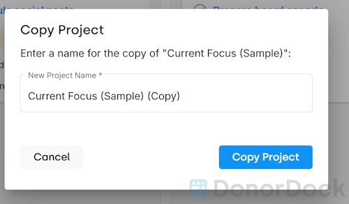 Naming fields for new copied project