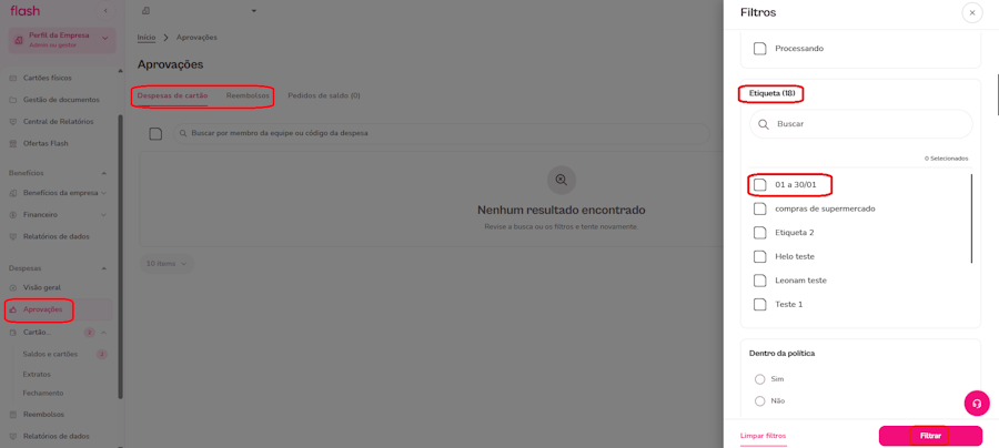 imagem da plataforma no menu de aprovações para despesa ou reembolso