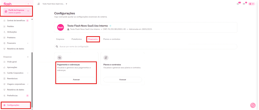 Imagem mostra como alterar o e-mail para recebimento de boleto e NF