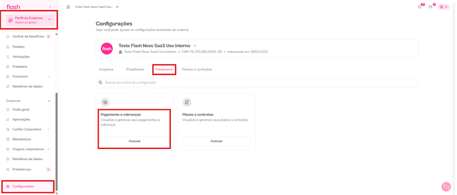 Imagem mostra como alterar o e-mail para recebimento de boleto e NF