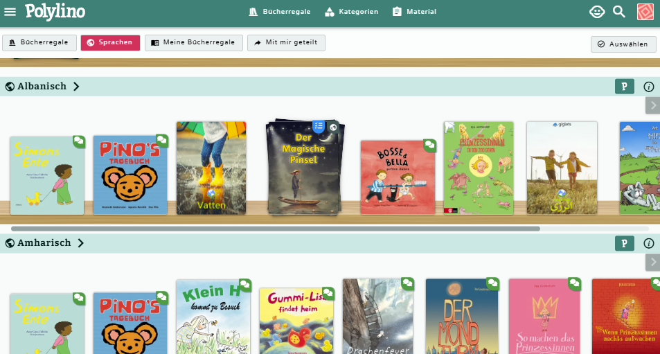 Sprachregale - klicken Sie zum Vergrößern Sprachregale