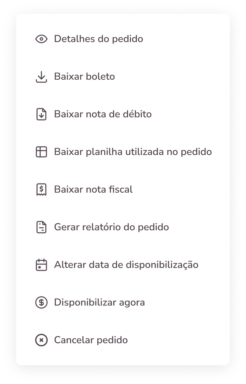 Adiantamento de pedido inteiro. Fase 1 e 2
