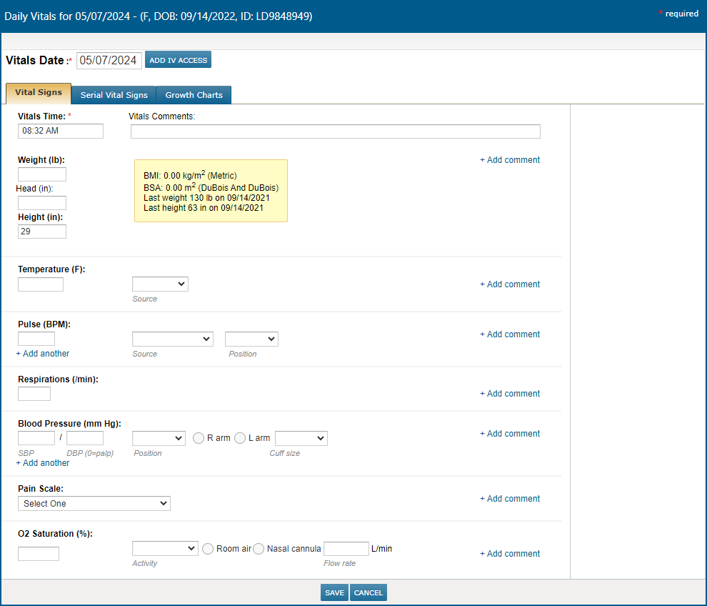The Vital Signs window - click to enlarge The Vital Signs window