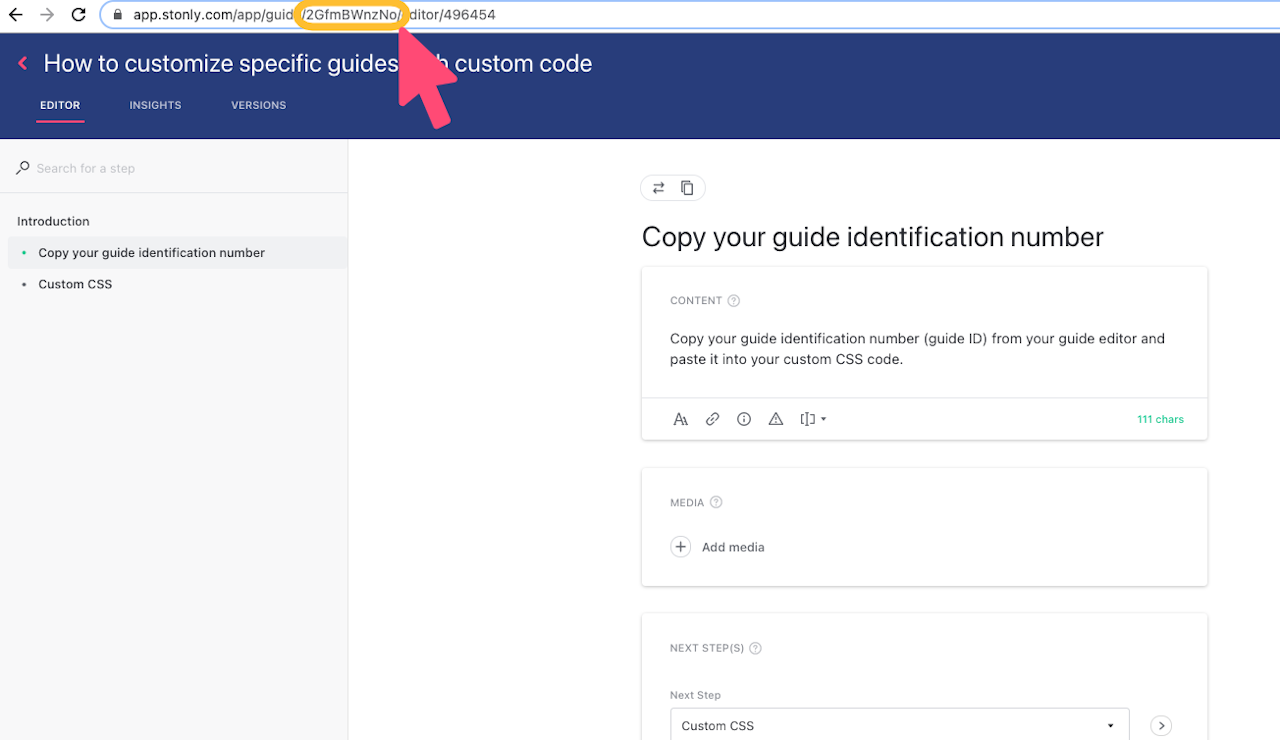 Guide ID highlighted in the guide's URL. - click to enlarge Guide ID highlighted in the guide's URL.