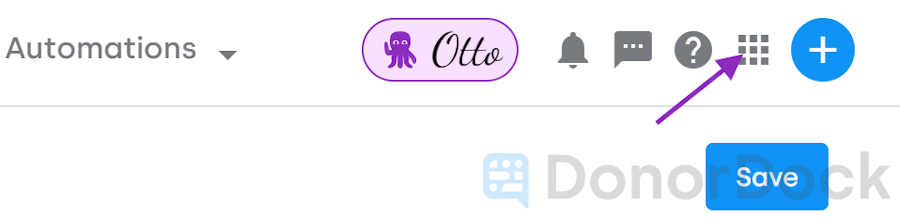 Settings menu icon in DonorDock
