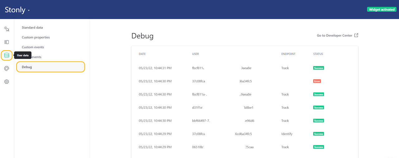 Debug view open. - click to enlarge Debug view open.