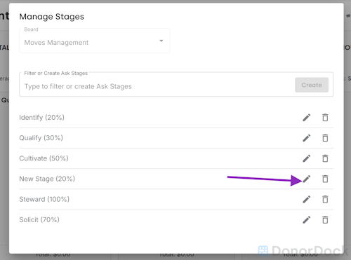 Edit icon for an Ask Stage