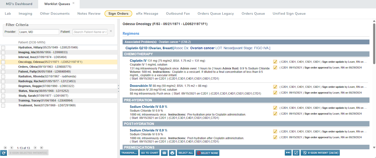 The Sign Orders worklist queue - click to enlarge The Sign Orders worklist queue
