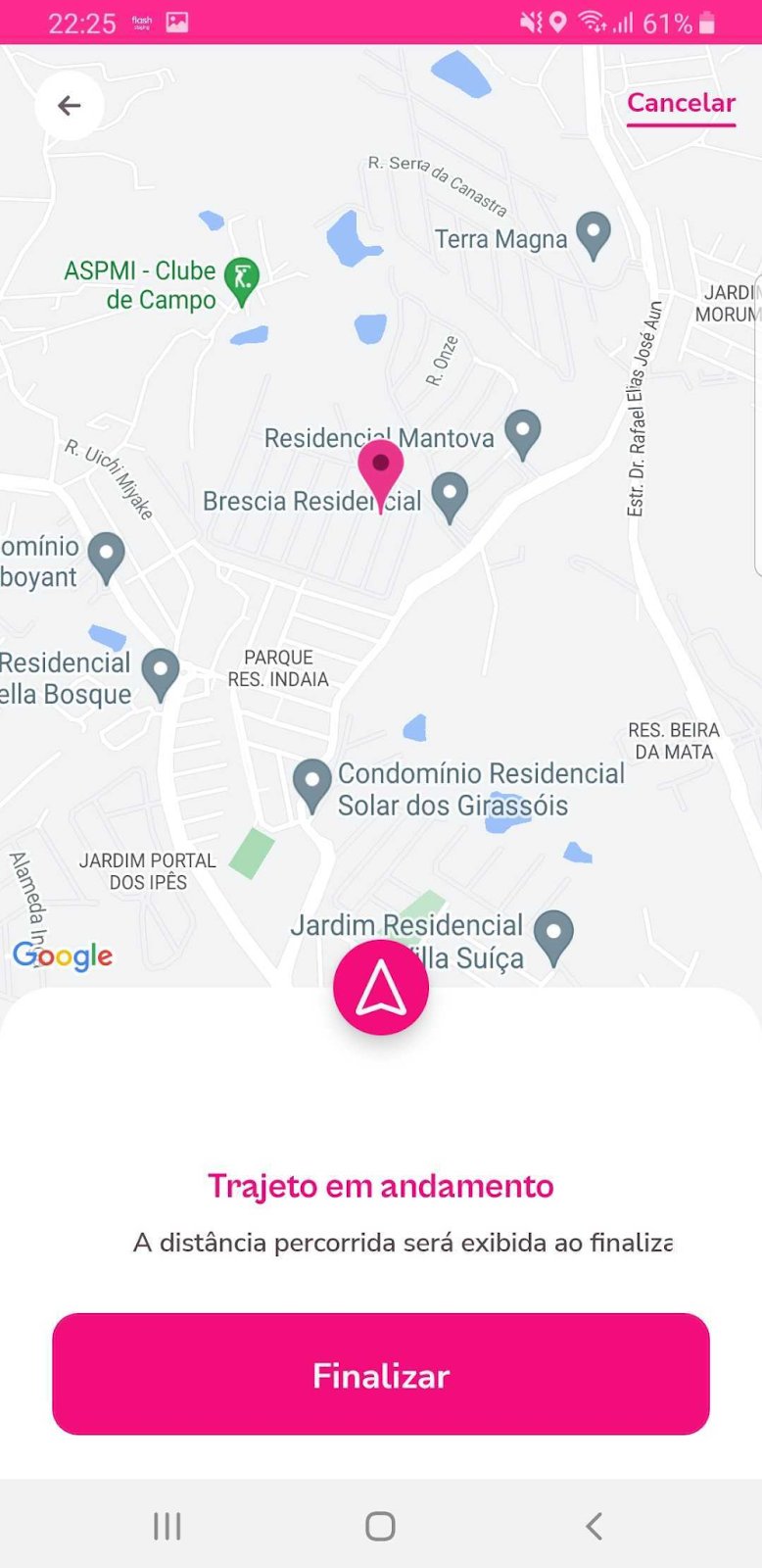 imagem exemplo de trajeto em andamento