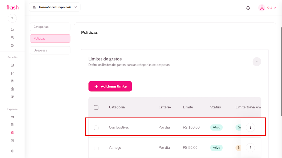imagem com destaque para uma política exemplo criada