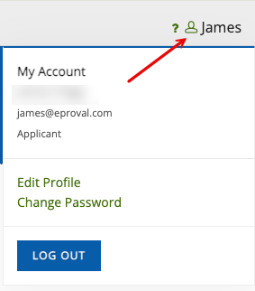 Profile change options with an arrow pointed at the person icon.