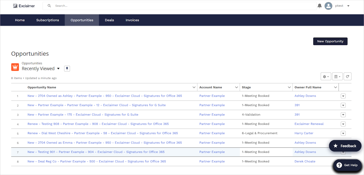Image shows the Opportunities tab - click to enlarge Image shows the Opportunities tab