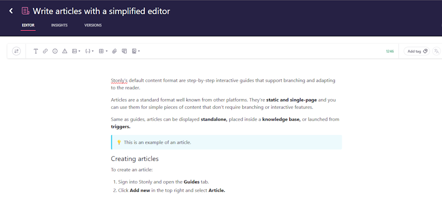 Content editor for articles.
