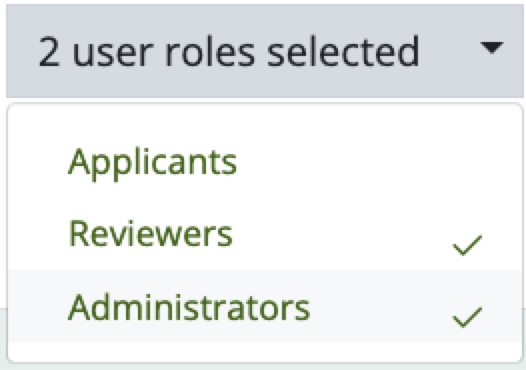 Shows two user roles selected from the list of available roles.
