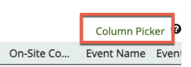 Shows the location of the Column Picker at the top of the report results.