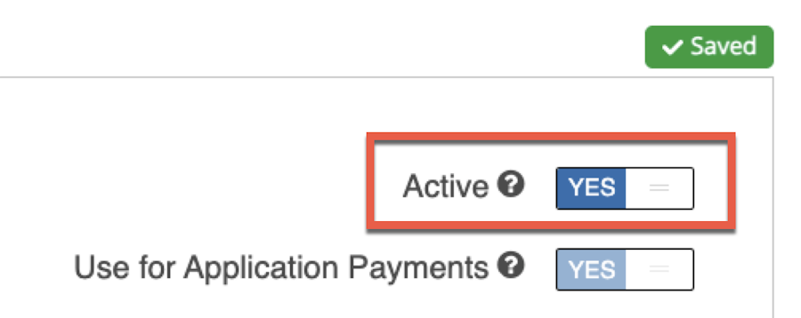 Shows that the template is toggled to Yes to indicate it's active.