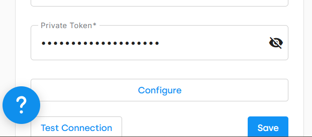Configure button located under private token