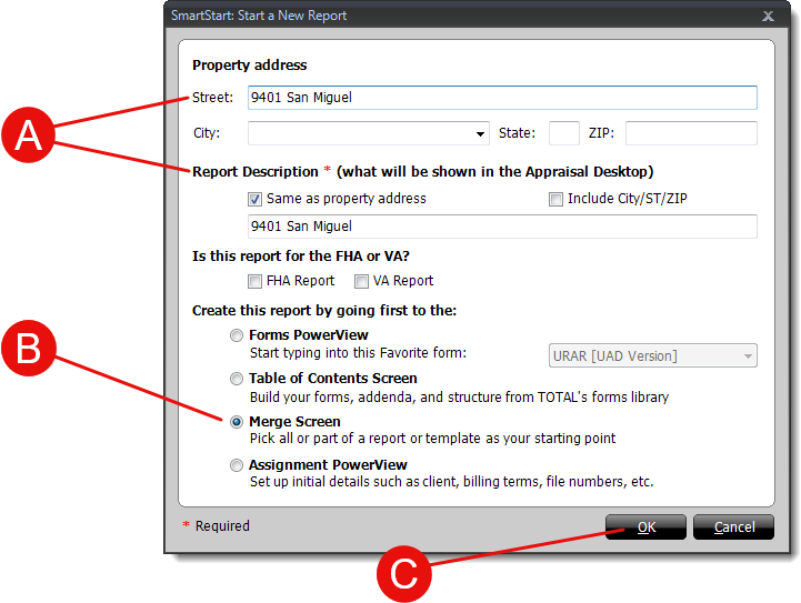 Fill in report information