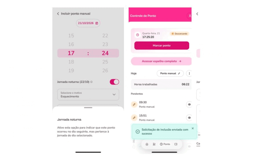 Gif com passo a passo para marcação manual