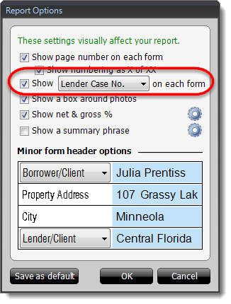 Report Options