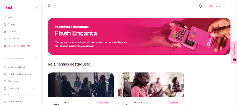 imagem da plataforma com informações exemplo de parceiros