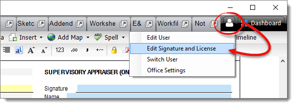 User Profile Menu