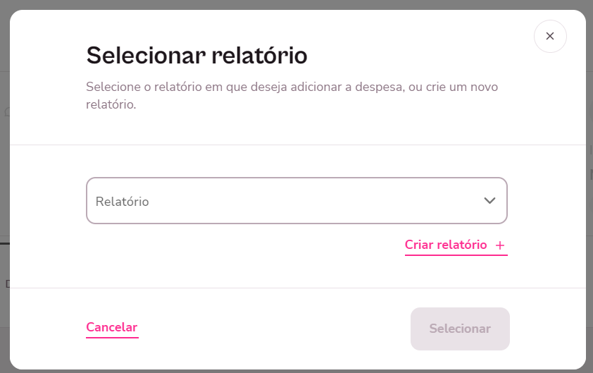 imagem exemplo da tela seguinte para selecionar relatório