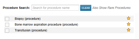 Procedure Search and Favorite Procedures when entering Billing codes - click to enlarge Procedure Search and Favorite Procedures when entering Billing codes