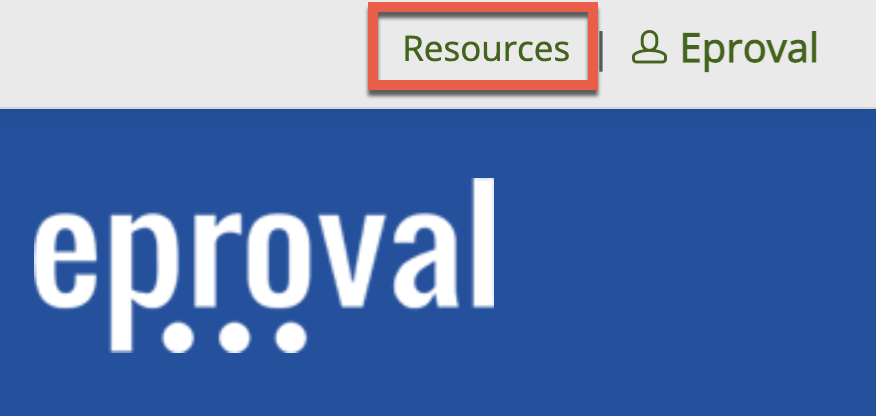 Shows the Resources link highlighted at the top of the window.