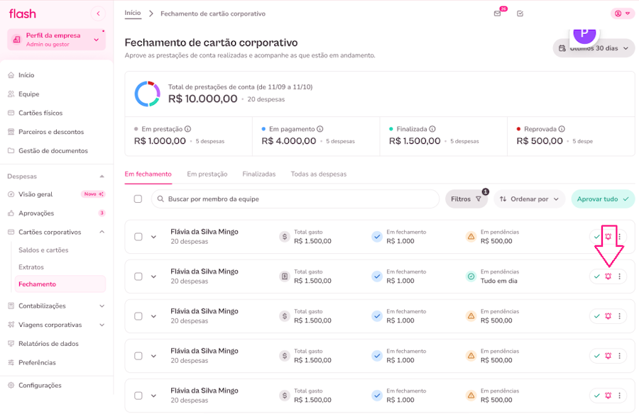 imagem com destaque para o ícone exemplo de sino